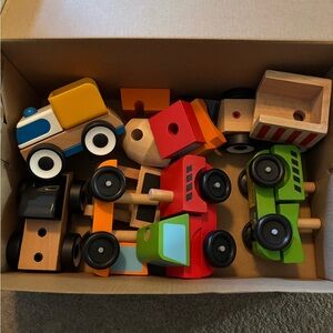 Colorful Wooden Toy Vehicle Set